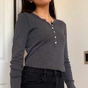 Aerie Ribbed Longsleeve in Dark Grey